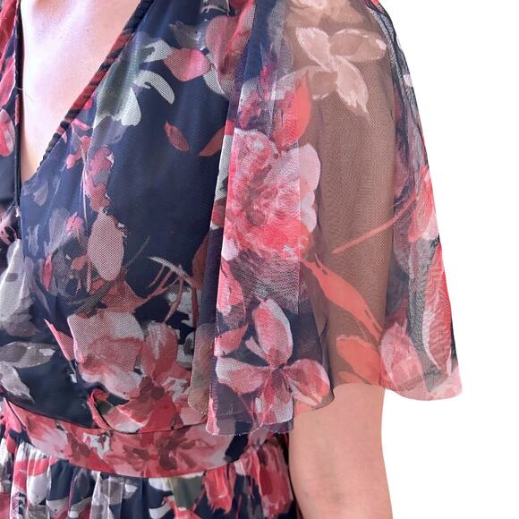 Y2K Cottage Romantic Floral Sheer Overlay Whimsygoth Fairy Dress Women Medium - Picture 4 of 11